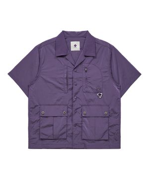 멀티 포켓 유틸리티 반팔 셔츠 퍼플