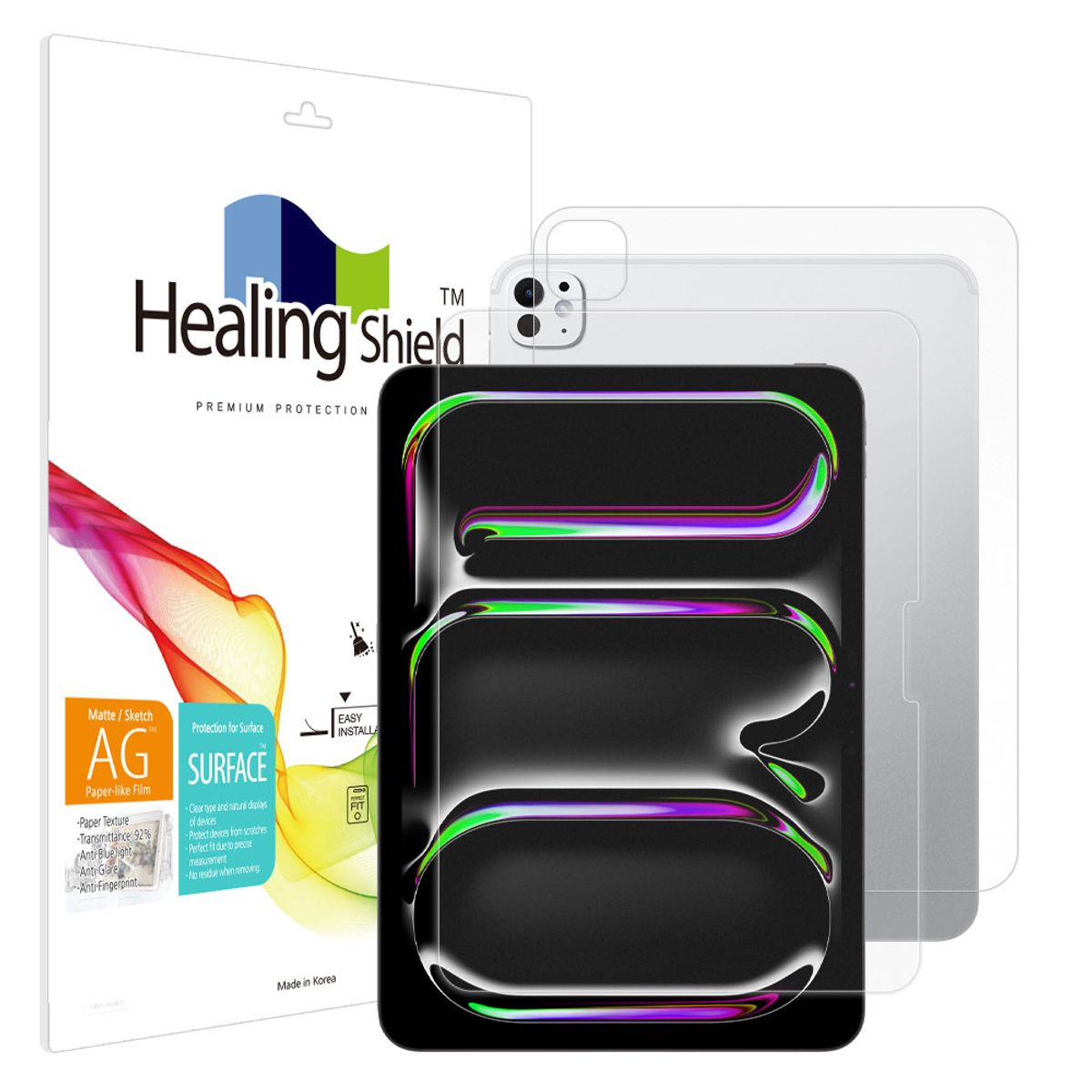 힐링쉴드(HEALINGSHIELD) [1pack] 아이패드 프로 7세대 11 항균 종이질감 블루라이트차단 액정보호필름1매 후면1매