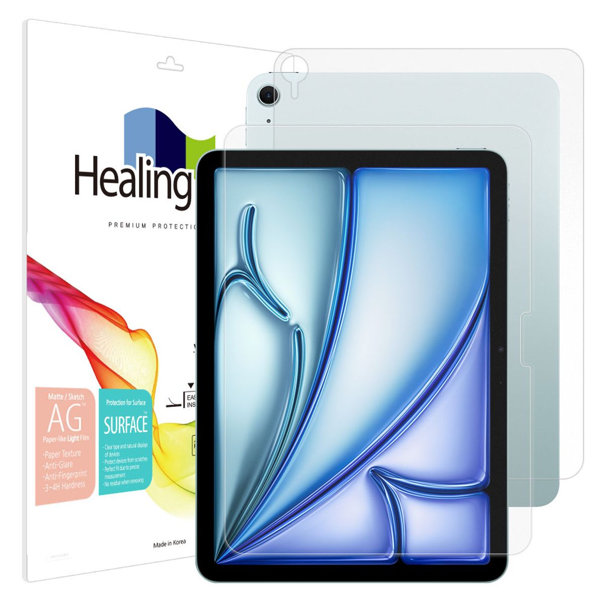 힐링쉴드(HEALINGSHIELD) [1pack] 아이패드 에어 6세대 11 종이질감 Light 액정보호필름1매 후면1매