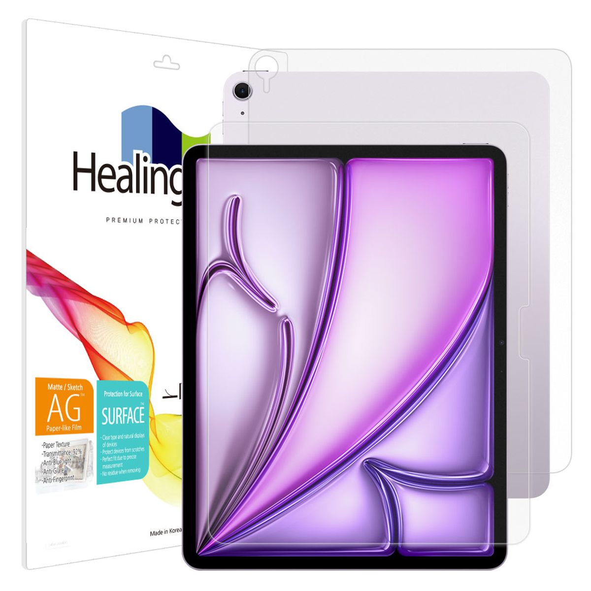 힐링쉴드(HEALINGSHIELD) [1pack] 아이패드 에어 6세대 13 항균 종이질감 블루라이트차단 액정보호필름1매 후면1매