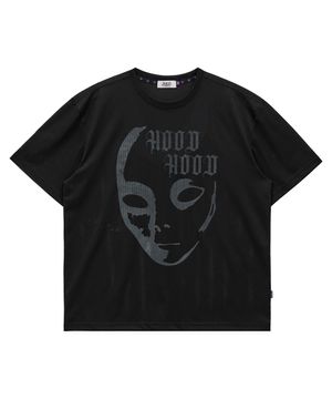 에일리언 그래픽 메쉬 반팔티셔츠 블랙