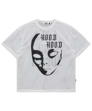 에일리언 그래픽 메쉬 반팔티셔츠 화이트