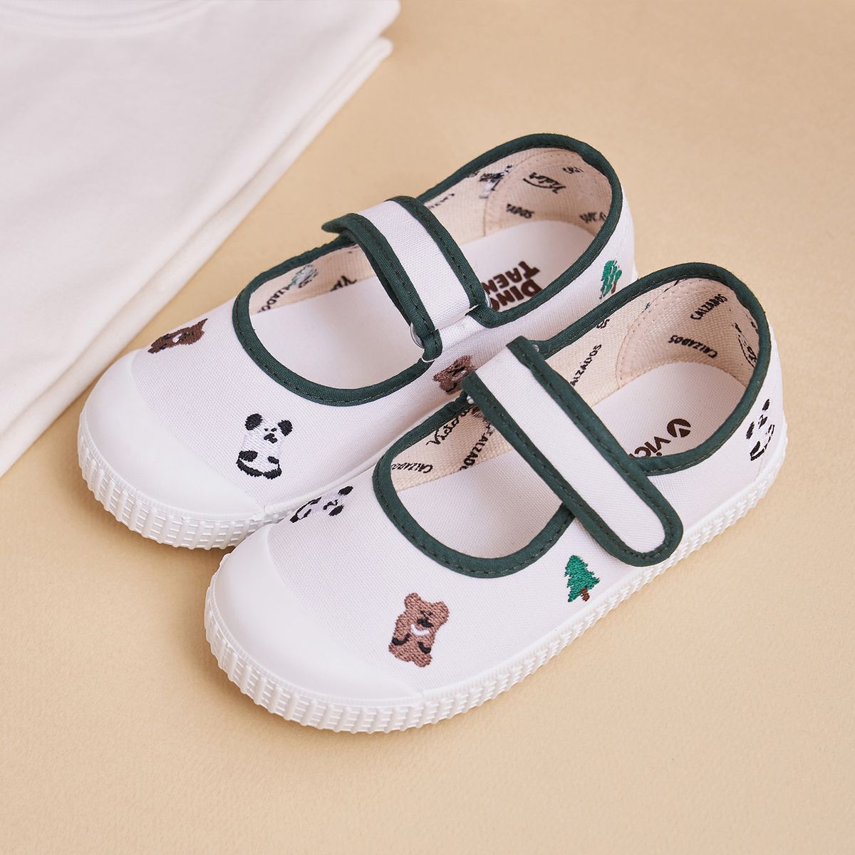 빅토리아 슈즈(VICTORIA SHOES) [빅토리아슈즈 x 다이노탱] 주니어 메르세데스 라바다 코튼 스트랩 스니커즈 (1366942-VERDE)