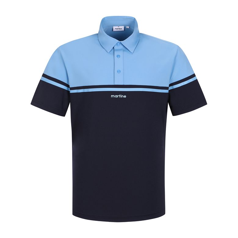 Half&Half Stripe Polo Shirts_Navy (Men)