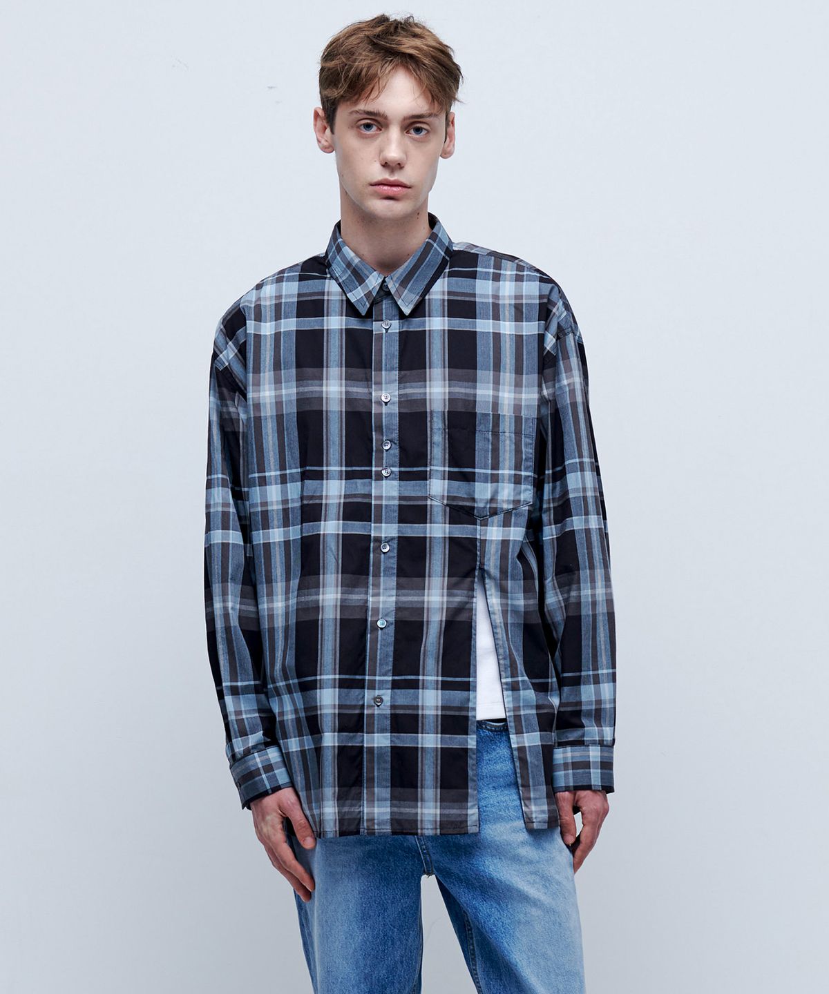애니타임로릭(ANYTIME LOREAK) COSMOS CHECK SHIRT - SKY BLUE