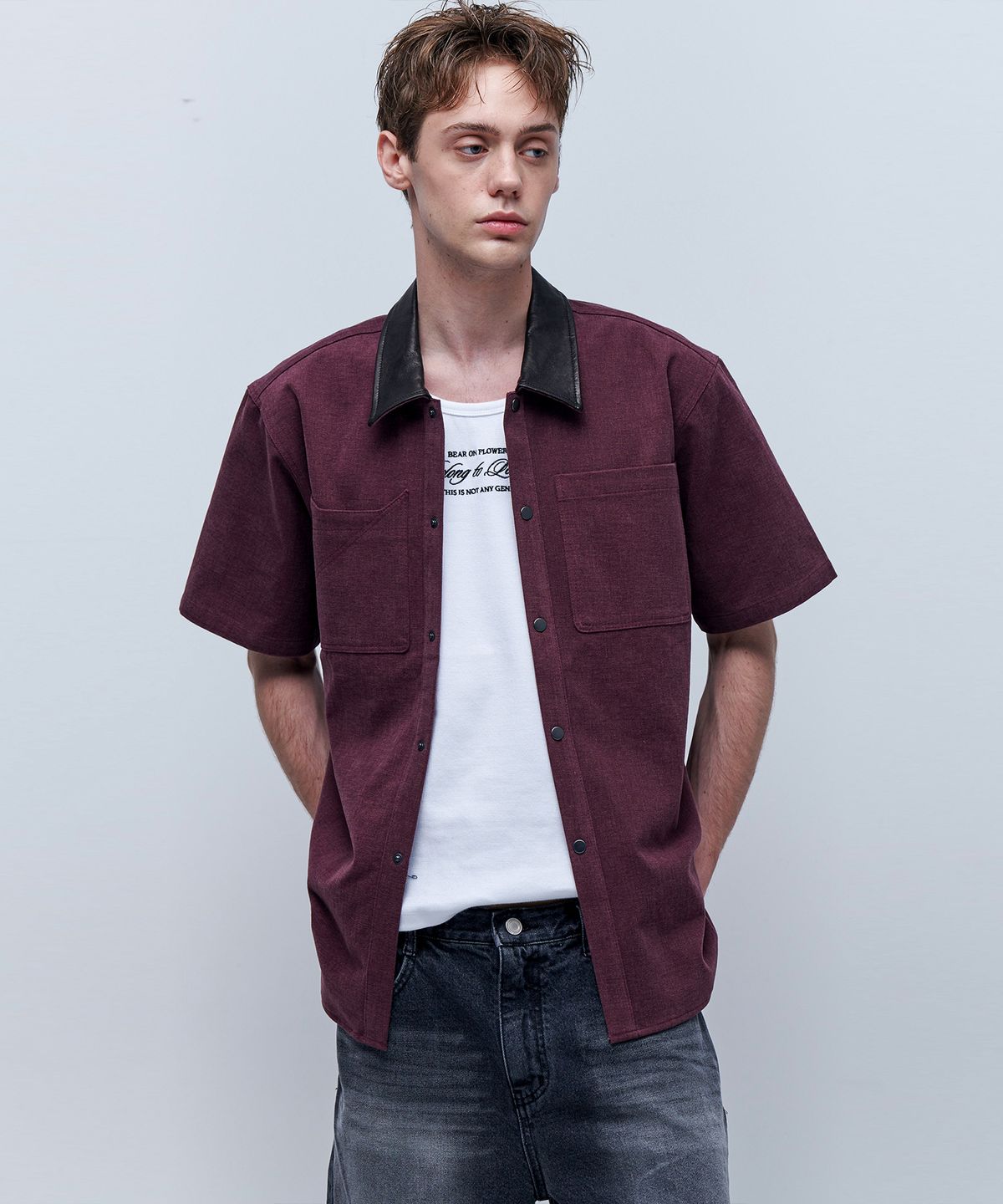 애니타임로릭(ANYTIME LOREAK) SUNFLOWER WORK SHIRT - BURGUNDY