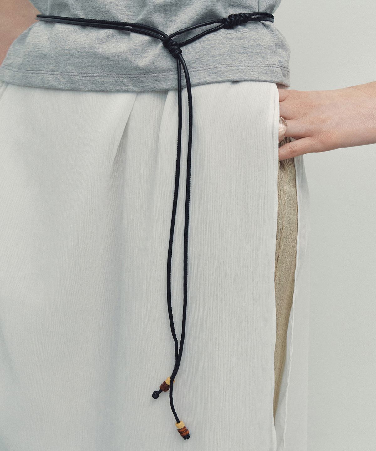니브(NEEV) Wood Ring Strap Belt (Black)