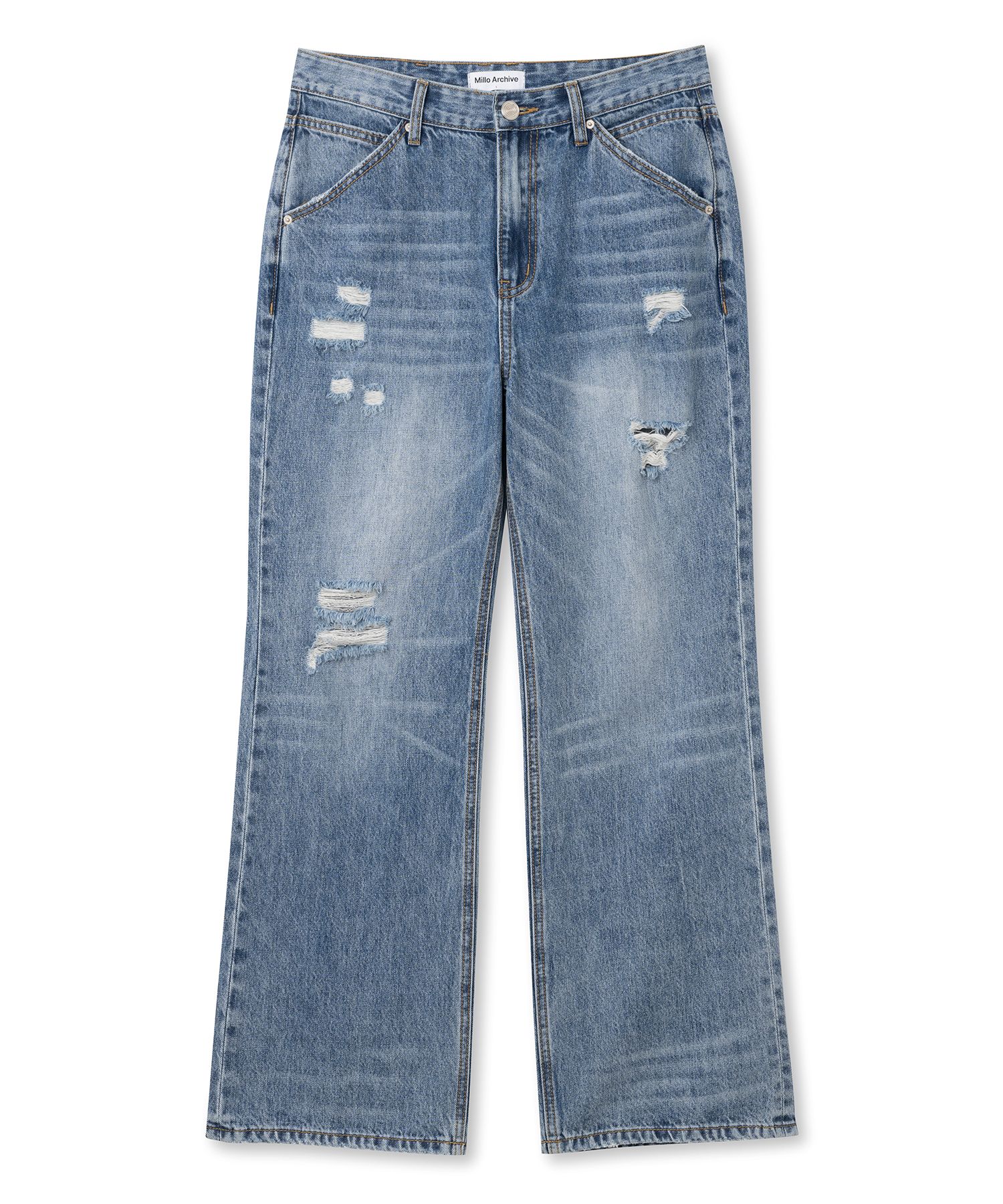 パンツ MILLO ARCHIVE Damage Flare Denim Pants MUSINSA | MILLO ARCHIVE Damage Flare Denim Pants [Mid Blue]