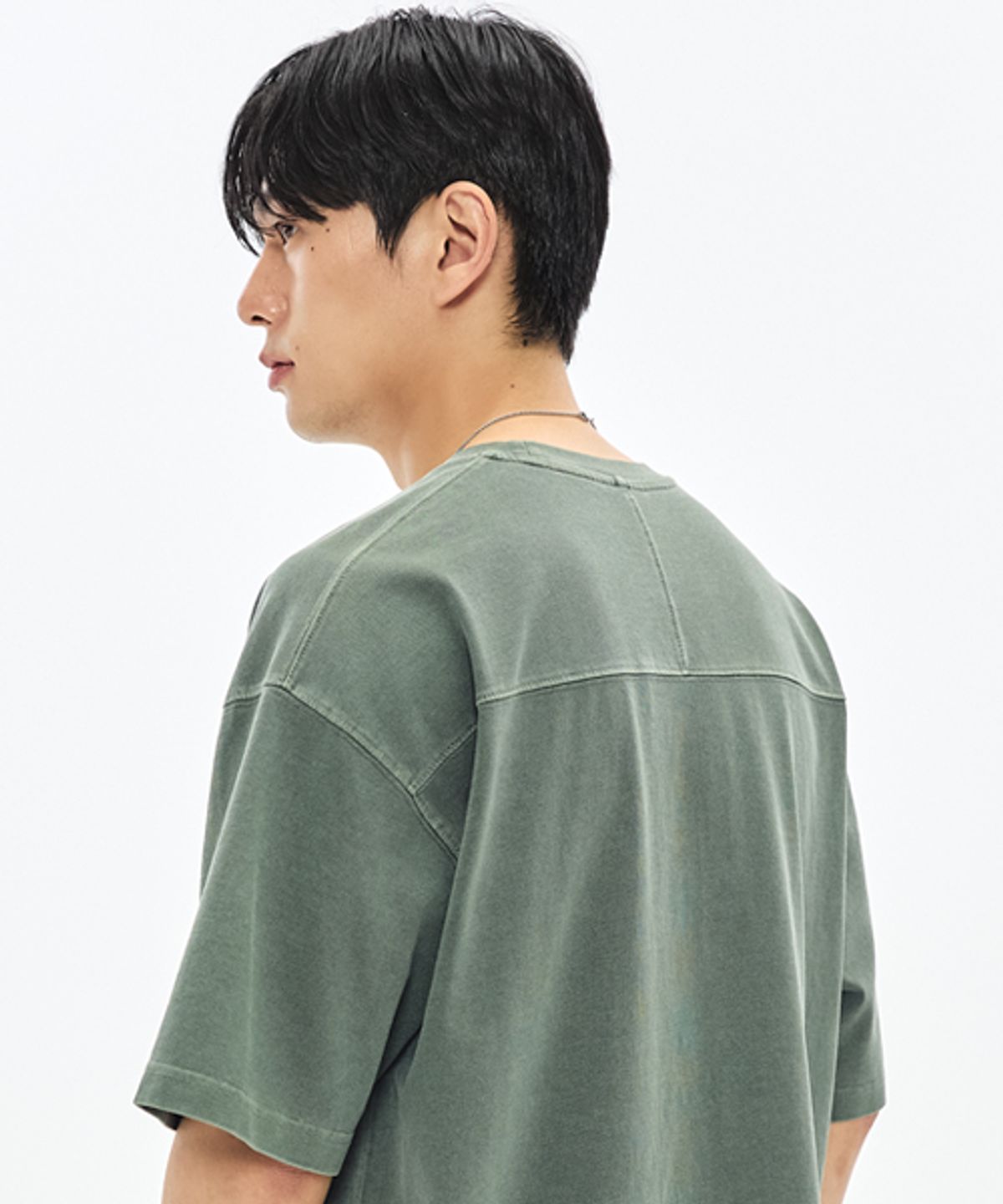 소버먼트(SOVERMENT) 460G 컷 헤비 피그먼트 티셔츠-더치 카키-