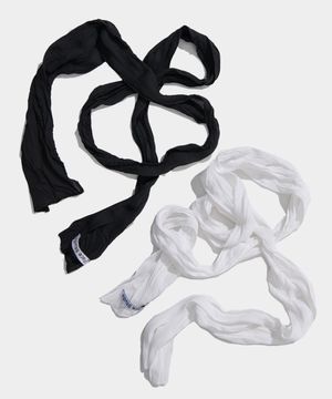 시스루 새틴 라벨 슬림 링클 스카프 롱 머플러