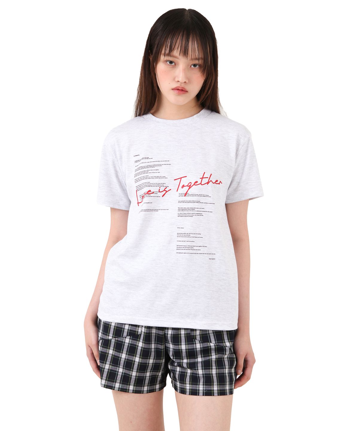 카타르시스(KATHARSIS) 럽 이즈 투게더 레터링 티셔츠 라이트그레이 ONE SIZE