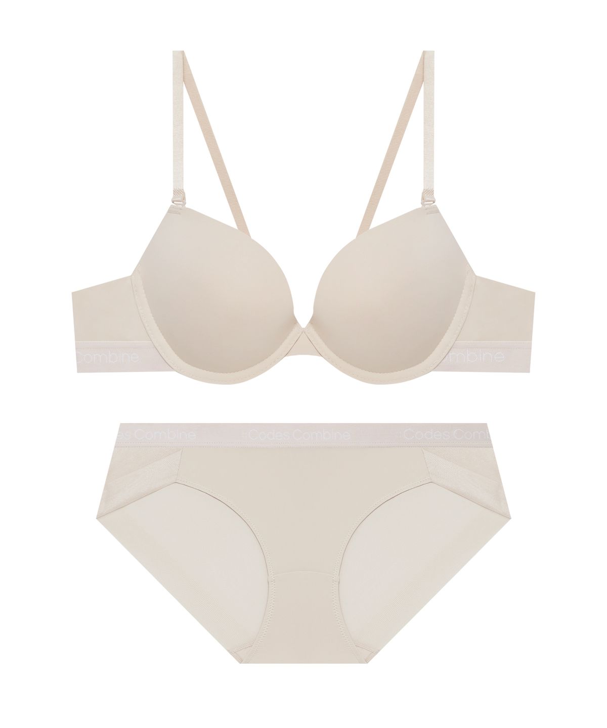 코데즈컴바인 이너웨어(CODES COMBINE INNERWEAR) 극세사밴드 멀티사이즈 베이직브라 팬티 세트_스킨