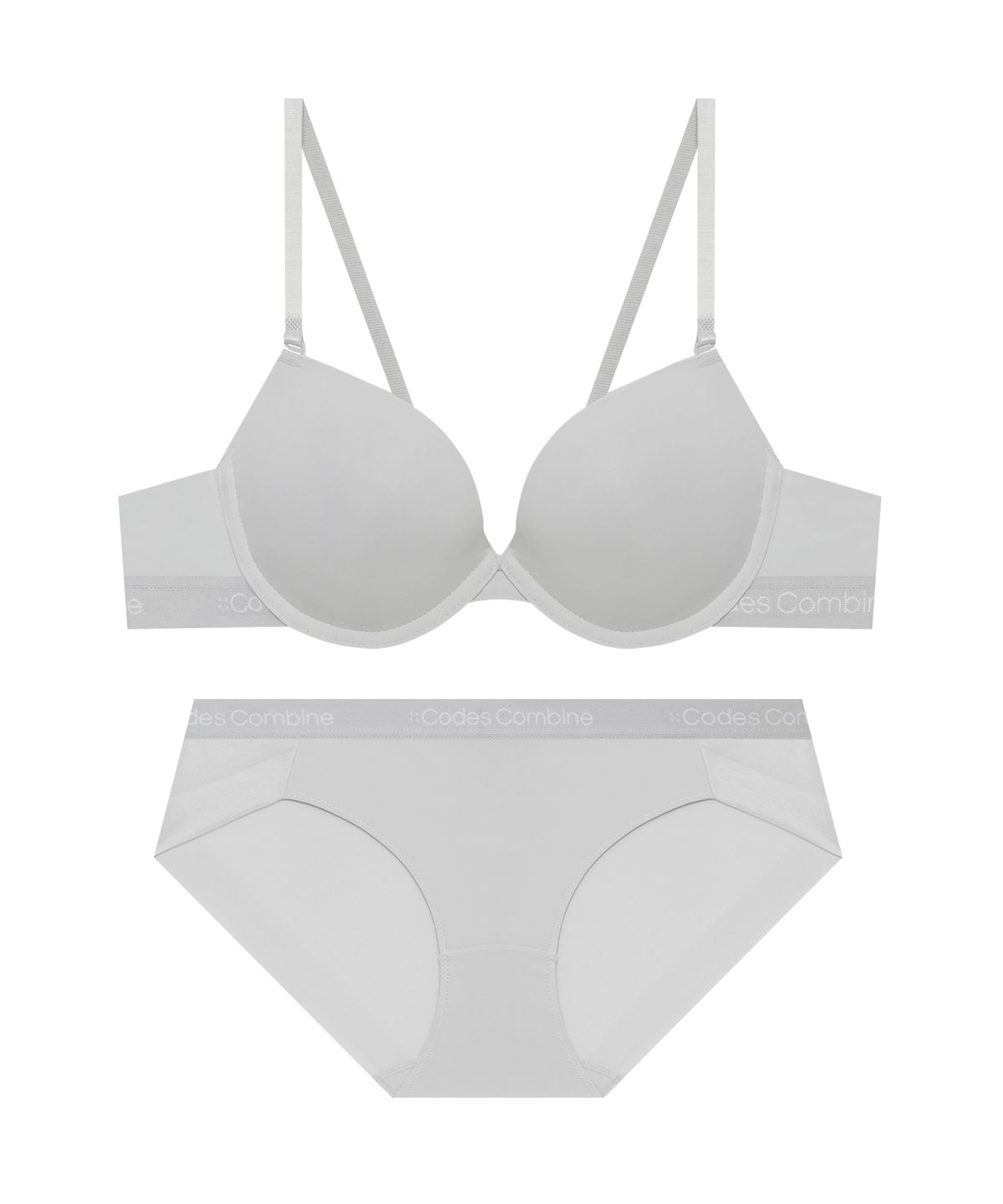 코데즈컴바인 이너웨어(CODES COMBINE INNERWEAR) 극세사밴드 멀티사이즈 베이직브라 팬티 세트_라이트그레이