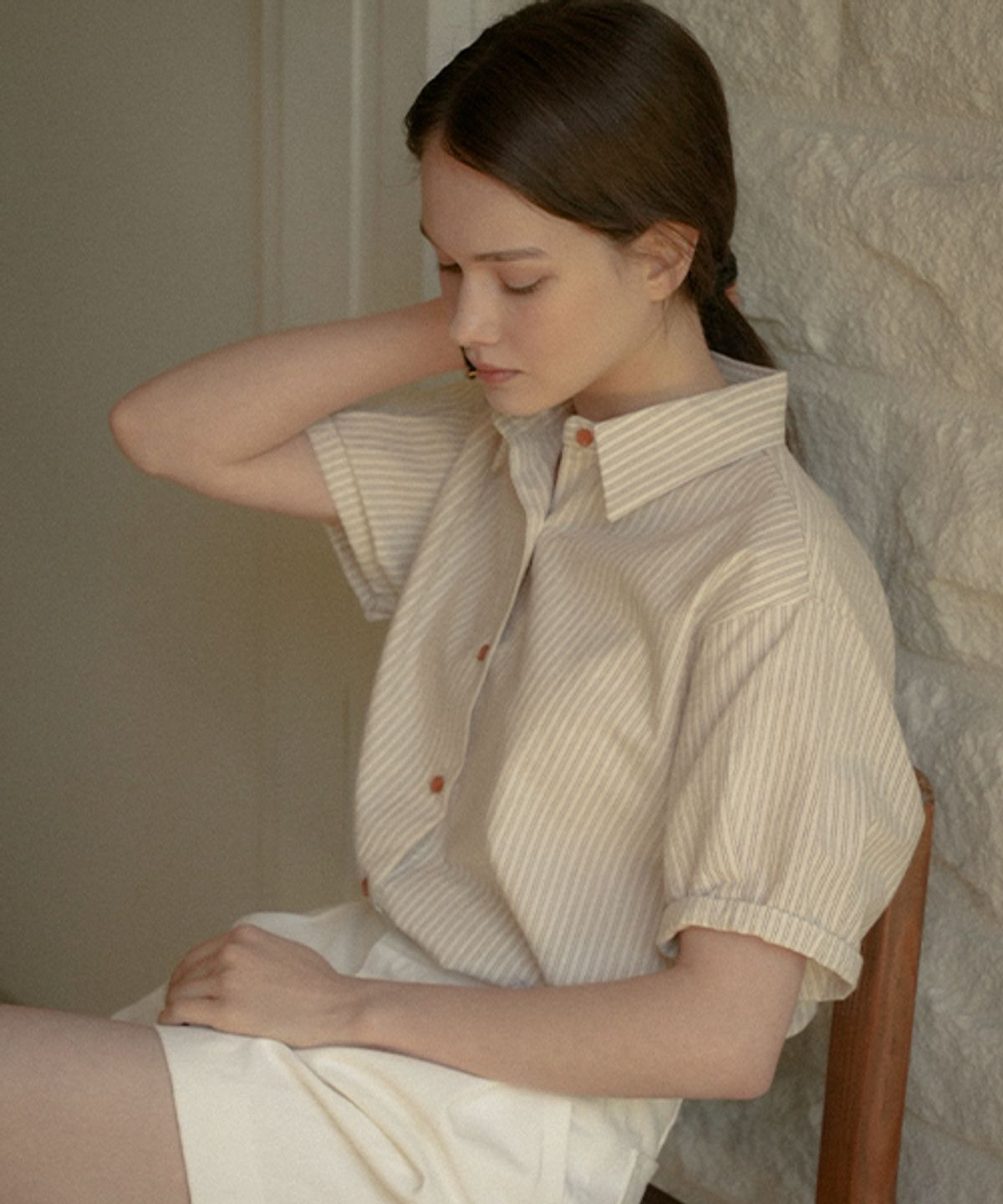 틸아이다이(TILL I DIE) Ann button point shirt_Beige