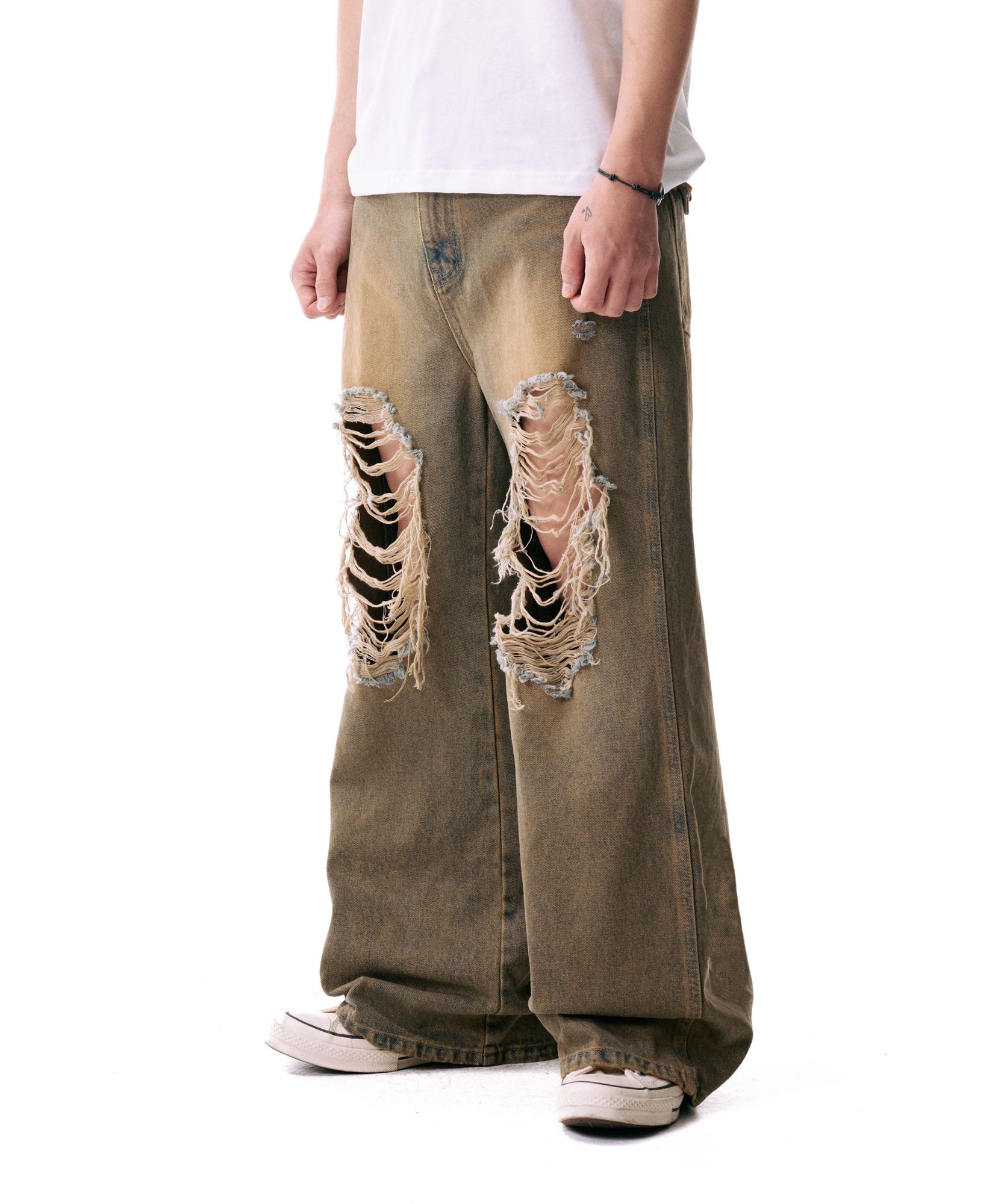 ◆AAKAM◆ Distressed Western Pocket Denim Pants Desert Sand MUSINSA | AAKAM Distressed Western Pocket Denim Pants