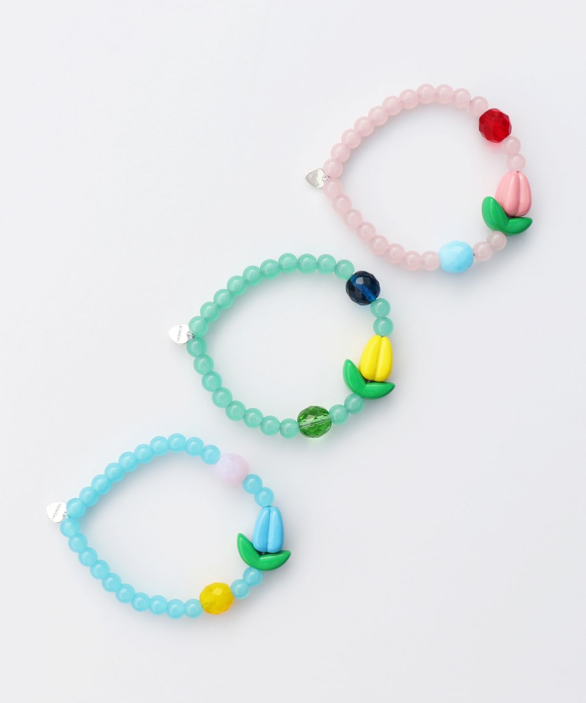 봉보(BONBEAU) Jace tulip color glass ball Bracelet 튤립 참 체코 글라스 볼 비즈 밴딩 팔찌