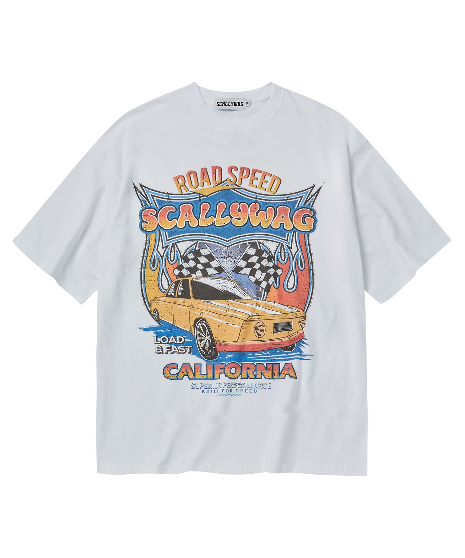 MUSINSA SCALLYWAG Retro Racing Car T-Shirt [White]