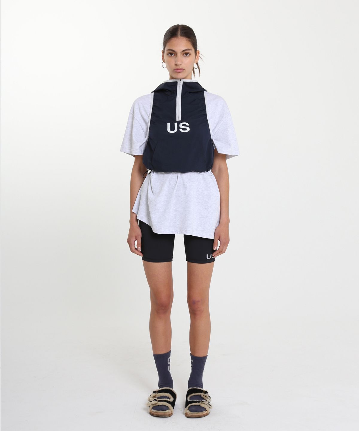 에스이오(s/e/o) US NYLON SLEEVELESS HOODIE_NAVY