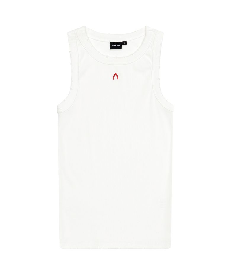 Distressed Logo Sleeveless (White)