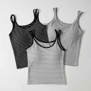 캡 내장 배색 스트라이프 두줄 끈나시