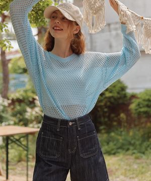 [2컬러] 매쉬 브이넥 스웨터