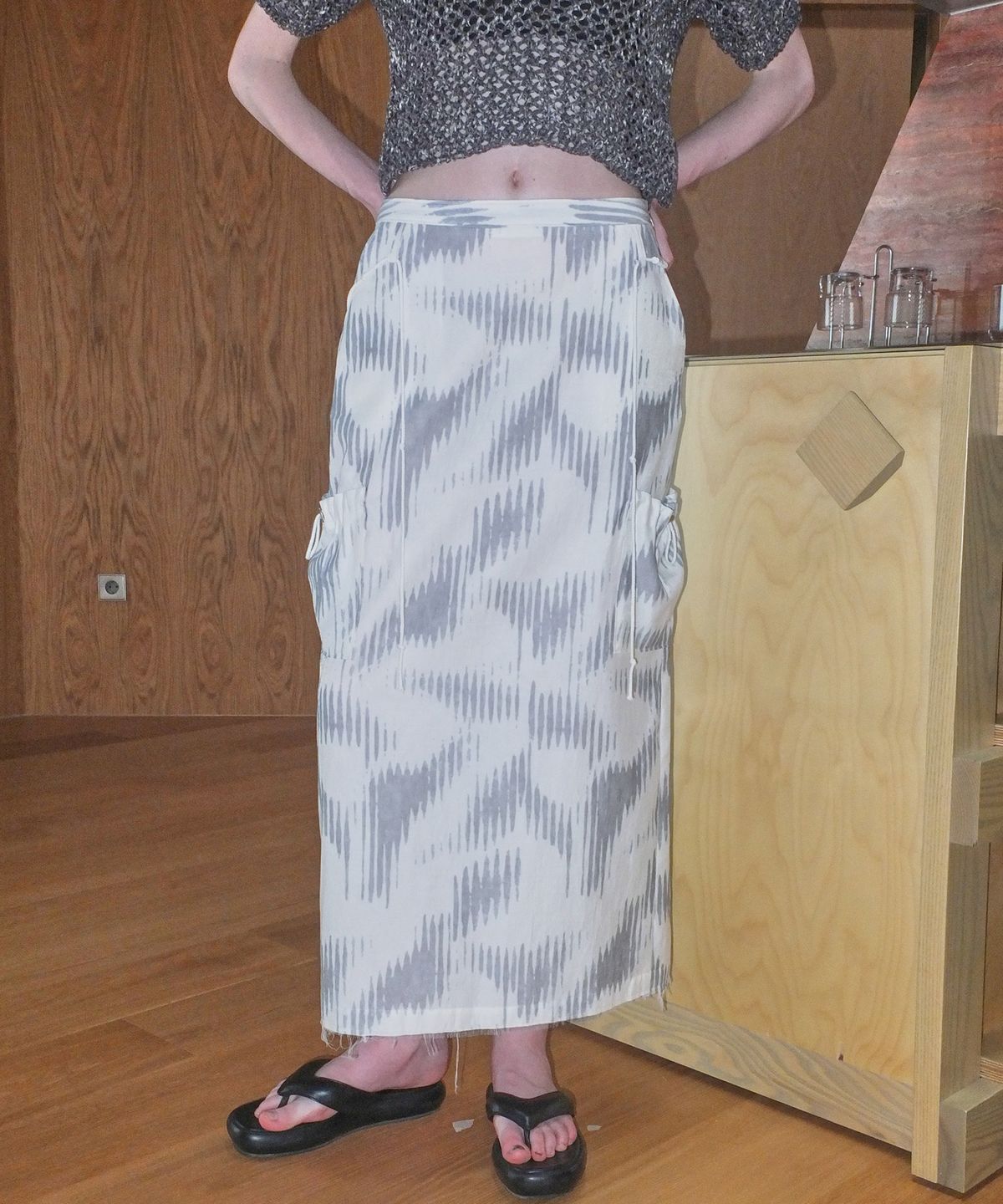 엔오르(EN OR) CARGO STRING WAVE SKIRT - GREY