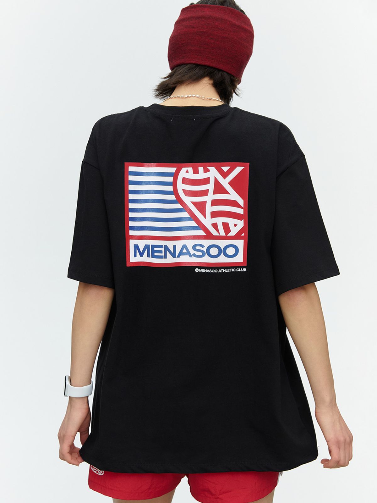 미나수(MENASOO) SMALL HEARTTRACK OVER FIT TEE_BLACK EDITION