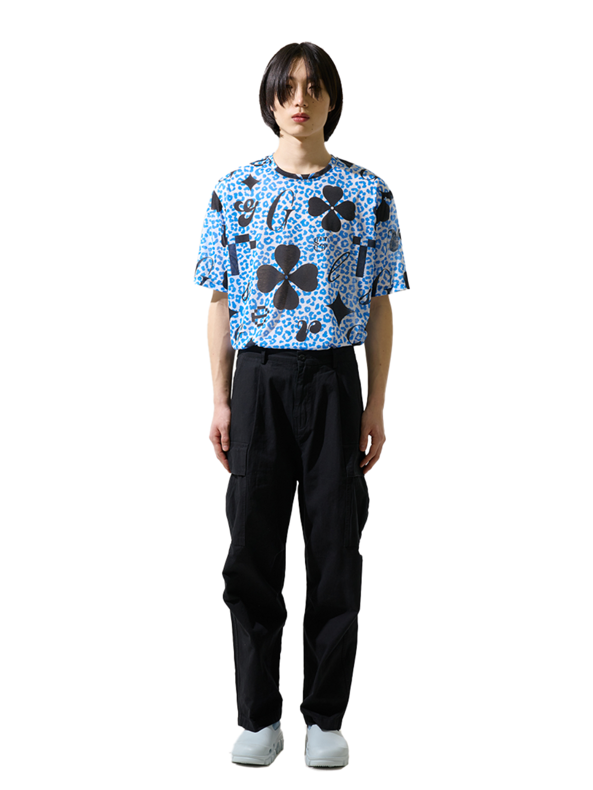 그리디어스(GREEDILOUS) Blue Clover Print Short Sleeve