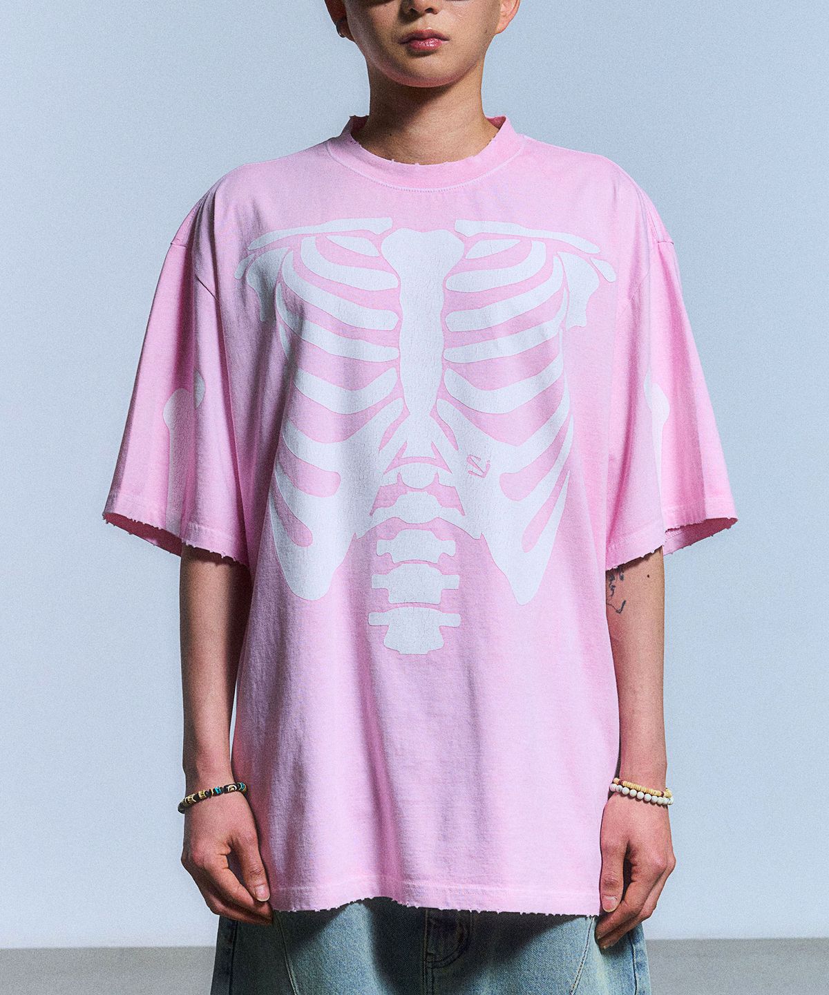 스키즘 인듀싱(SCHISM INDUCING) RIB CAGE T SHIRT_PINK