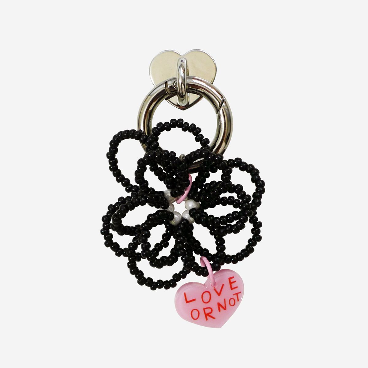 러브오낫(LOVE OR NOT) 키링앤톡_Black Flower Beads Keyring&Tok