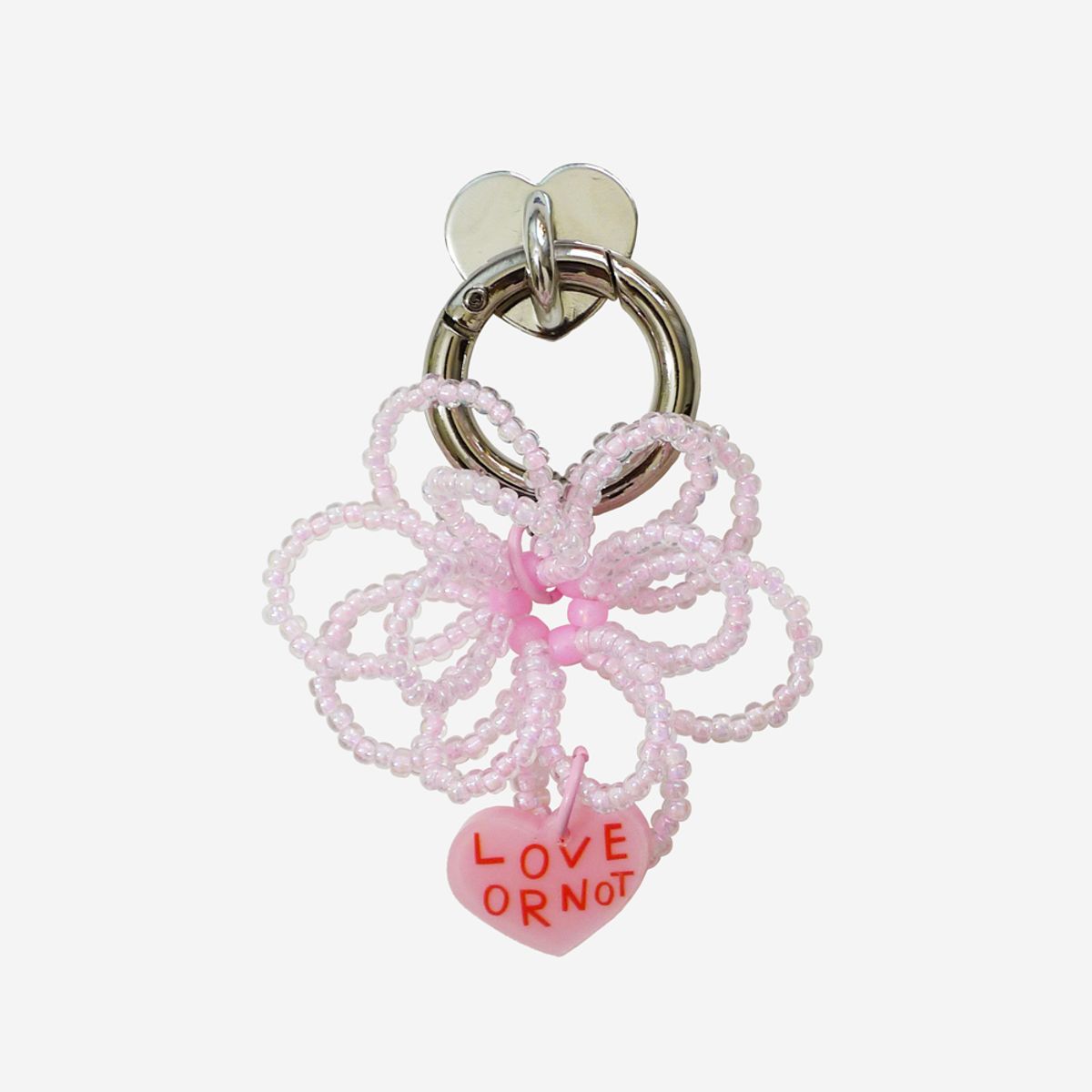 러브오낫(LOVE OR NOT) 키링앤톡_Crystal Pink Flower Beads Keyring&Tok