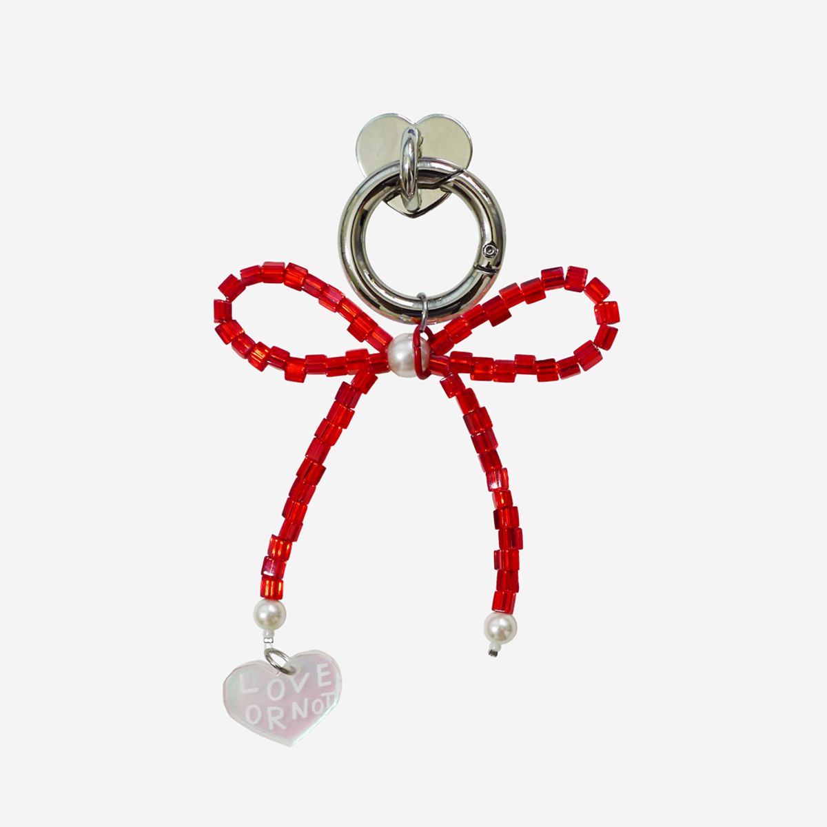 러브오낫(LOVE OR NOT) 키링앤톡_Red Ribbon Beads Keyring&Tok