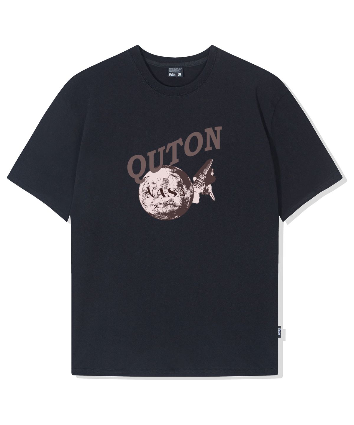 쿠톤(QUTON) 나사스페이스 오버핏 헤비 반팔티셔츠_블랙