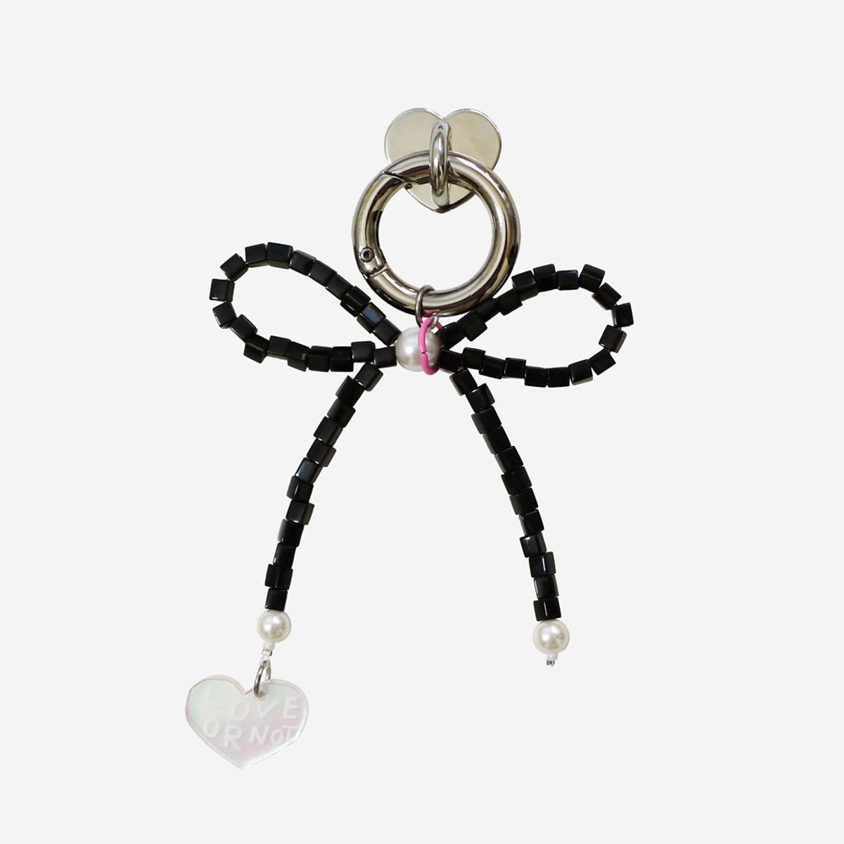 러브오낫(LOVE OR NOT) 키링앤톡_Black Ribbon Beads Keyring&Tok