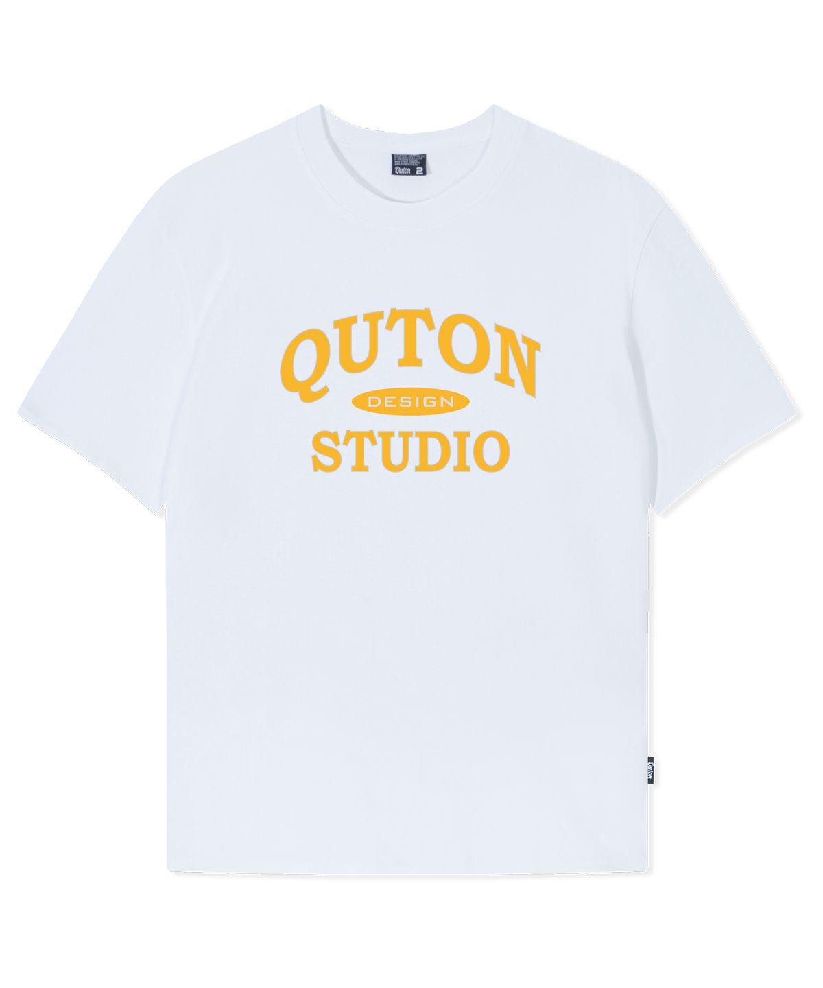 쿠톤(QUTON) 클래식 스튜디오 옐로우 오버핏 헤비 반팔티셔츠_화이트
