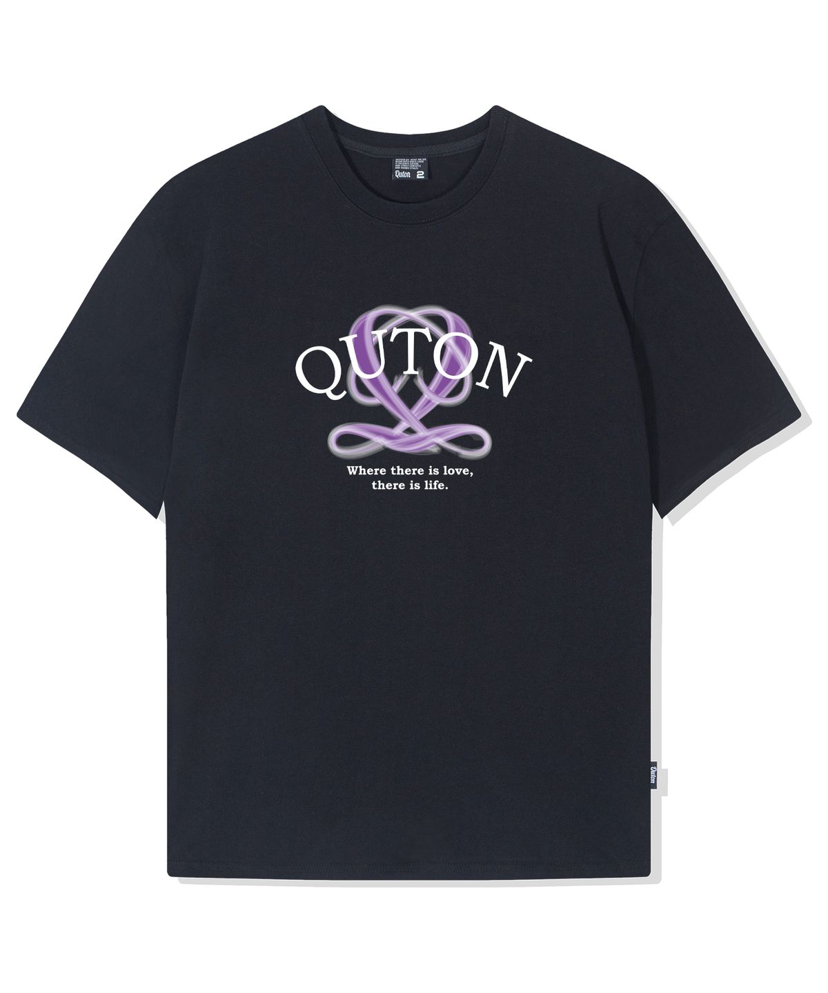쿠톤(QUTON) 퍼플심볼 오버핏 헤비 반팔티셔츠_블랙