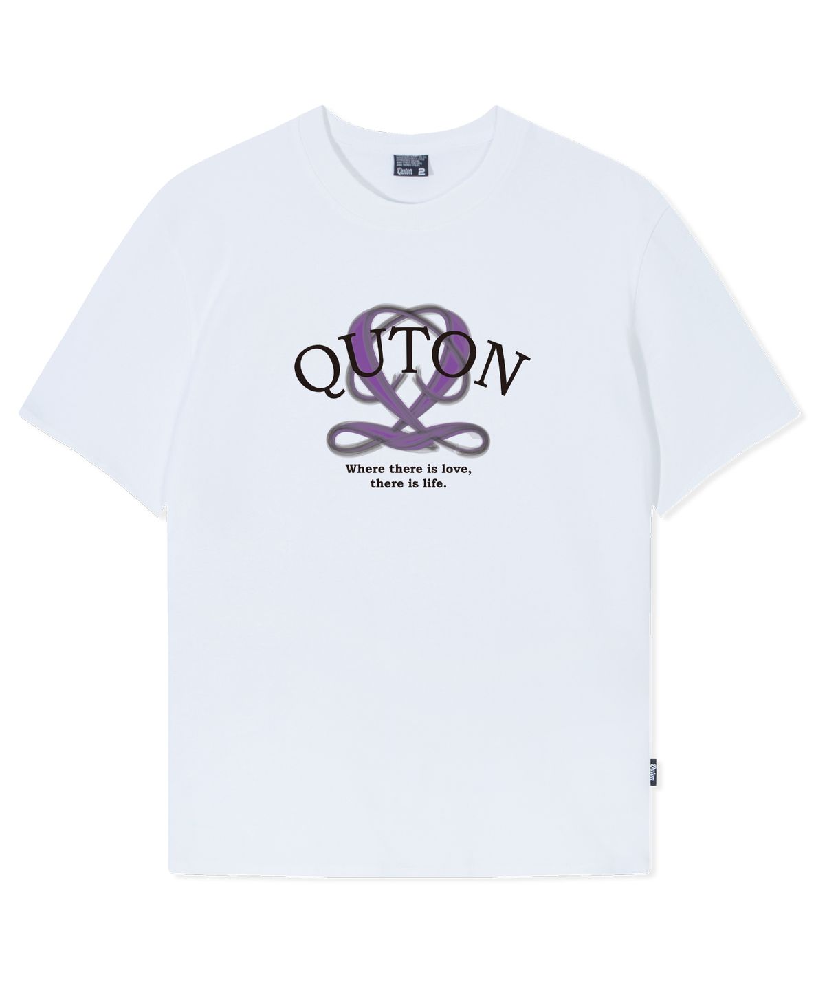 쿠톤(QUTON) 퍼플심볼 오버핏 헤비 반팔티셔츠_화이트