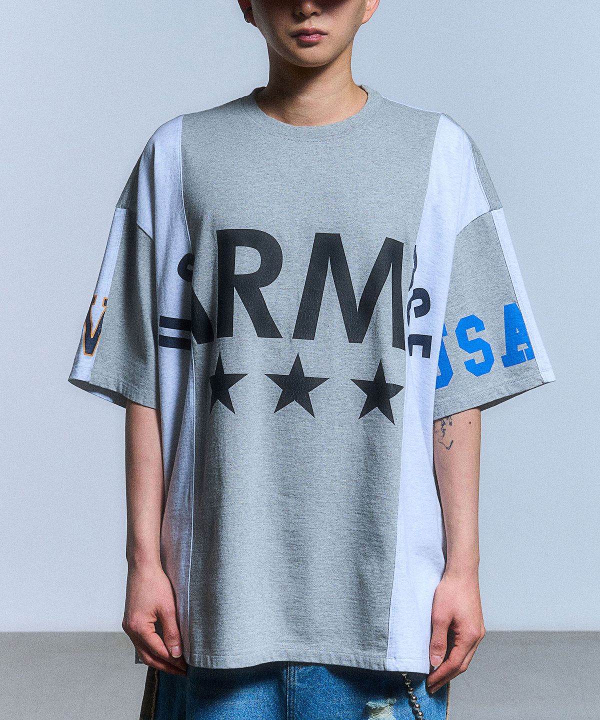 스키즘 인듀싱(SCHISM INDUCING) FAKE REWORKED T SHIRT_GREY
