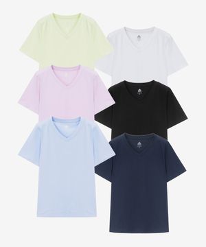 [2PACK] 여성 브이넥 스판 슬림핏 반팔티셔츠 2팩(6컬러) LATS0204