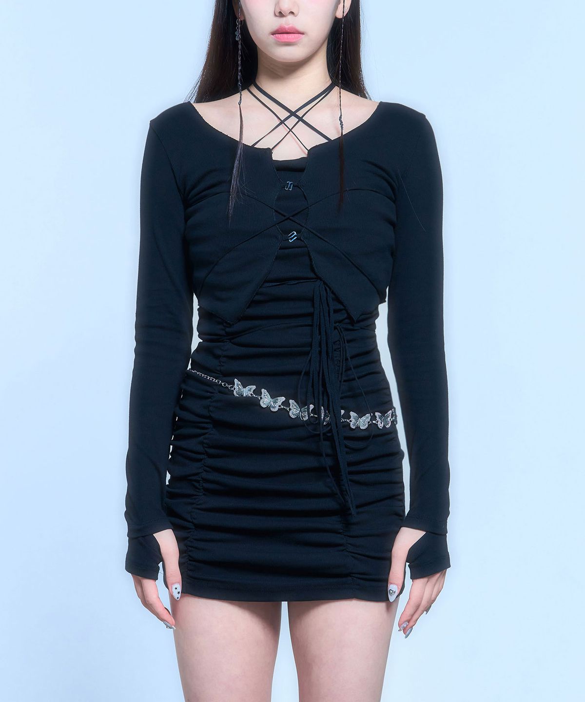 스키즘 인듀싱(SCHISM INDUCING) BONDAGE ROPE CARDIGAN_BLACK
