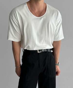 코튼 유넥 티셔츠 [아이보리]