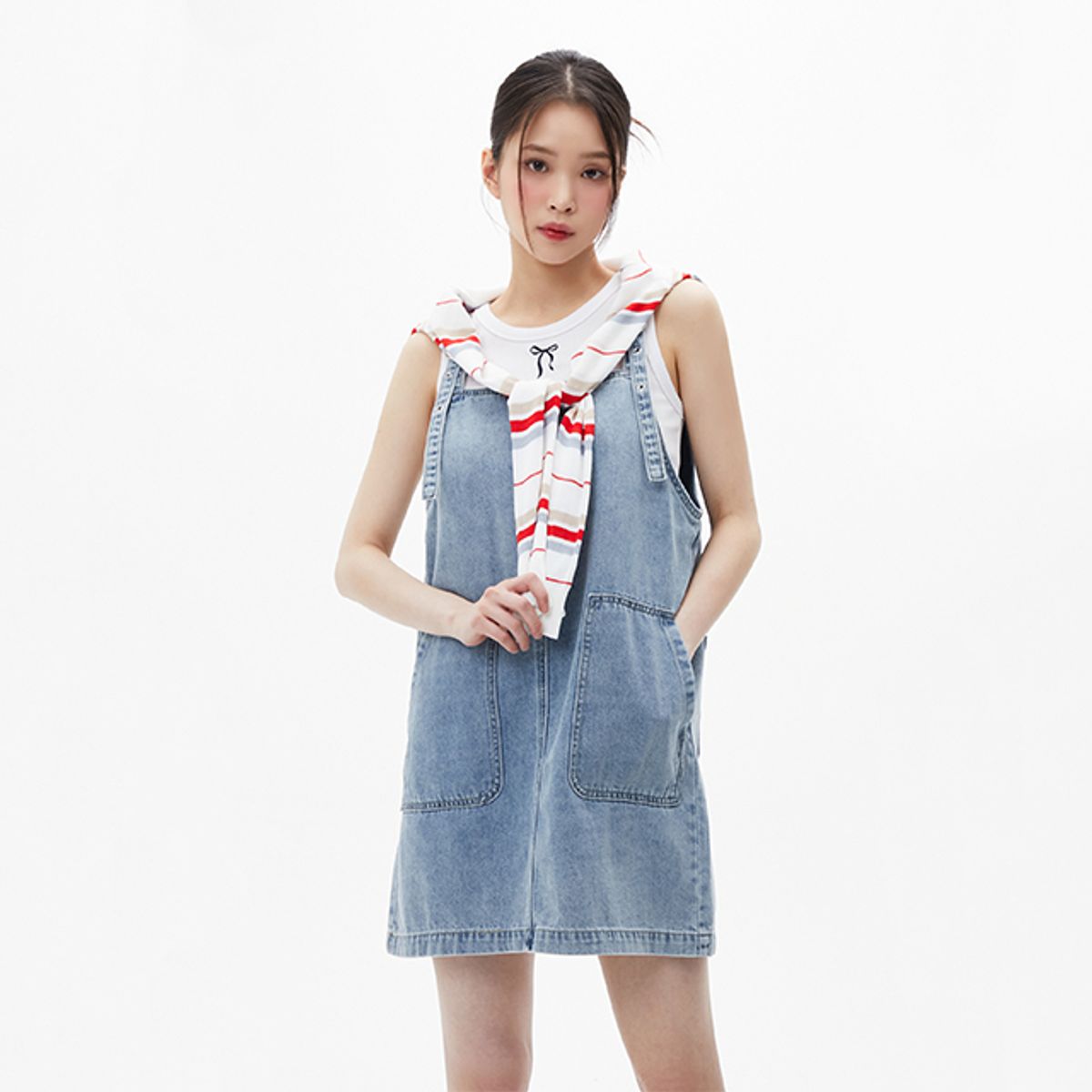 랩(LAP) 아일렛 포인트 스티치 데님원피스 AQ2DO564
