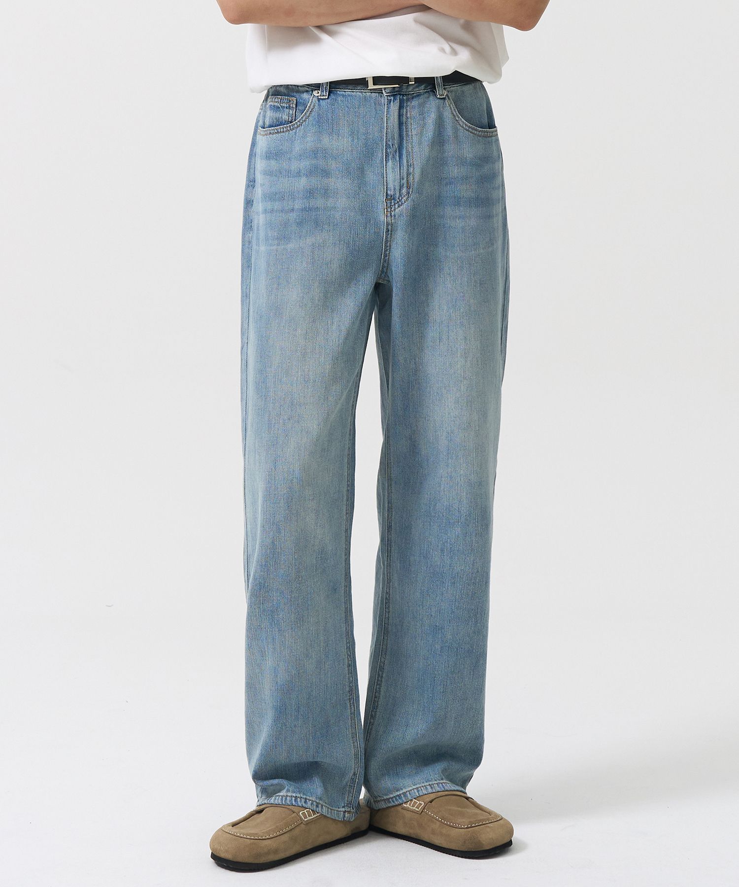 MUSINSA | TOFFEE SL01 Summer denim wide pants (FADE LIGHT BLUE)