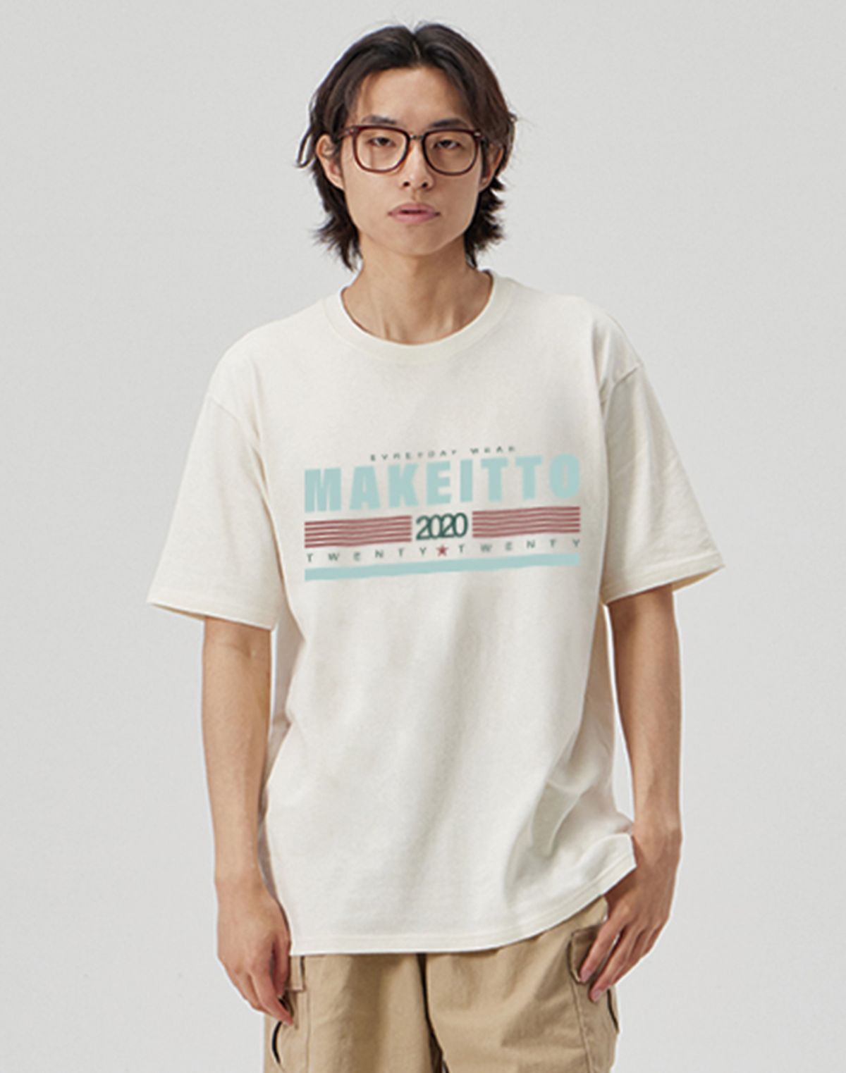 메이킷투(MAKEITTO) [TWENTY TWENTY] CREW NECK TEE_CREAM