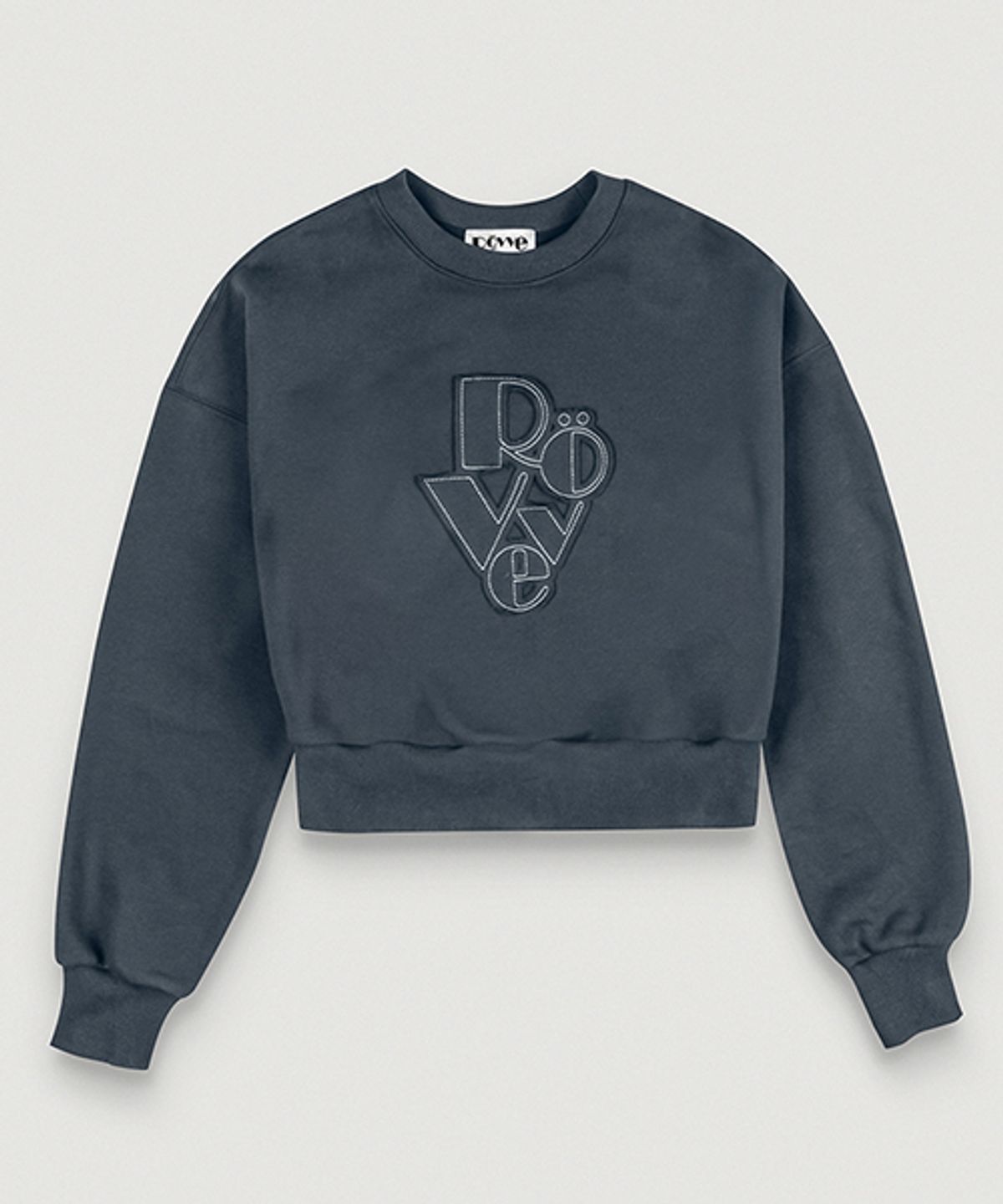 뢰브(ROVVE) Cropped Cut Off Sweat Shirt (Navy)