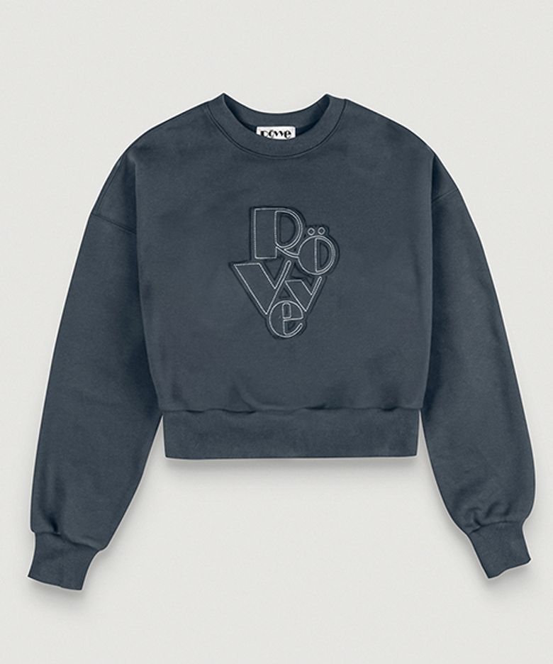 Cropped Cut Off Sweat Shirt (Navy)