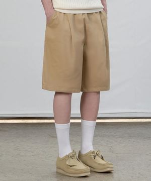 원턱 밴딩 버뮤다 트윌 쇼츠 [베이지]