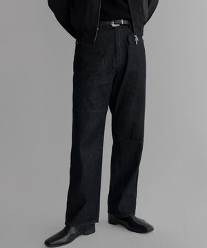 스트레이트 절개 데님 [블랙]