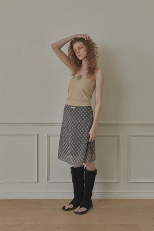 CHECK MIDE SKIRT_GREY