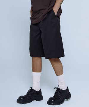 워시드 비스코스 코튼 버뮤다 팬츠 [블랙]